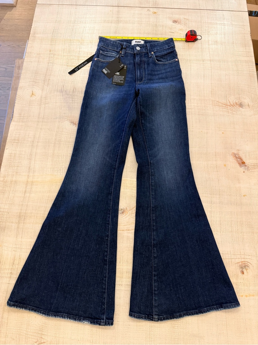 PAIGE Dark Blue High-Rise Flare Jeans